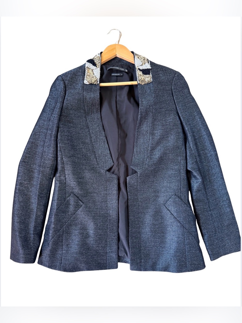 Mackage Collection Tailored Herringbone Open  Wool Blend Blazer Size 6